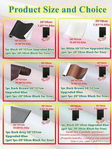 Miếng vá sửa chữa da PU 20*30/50*137cm, Mua một tặng một, Băng keo sửa chữa da, Thích hợp cho ghế sofa, Miếng dán da nhân tạo tự dính, Miếng dán vinyl, Thích hợp cho ghế xe hơi, Miếng dán chống thấm nước và chống dầu DIY, Miếng dán tân trang ghế sofa - Nhiều màu - Xem 3