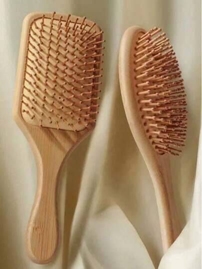 1 pezzo Pettine massaggiante in bambù naturale con cuscinetto d'aria, ammorbidisce i capelli crespi e anti-statico. Adatto per l'uso su capelli asciutti o bagnati - Districante - Crea capelli lisci e voluminosi o ricci. Per asciugatura, acconciatura e shampoo. Design con cuscinetto morbido per massaggiare il cuoio capelluto. Materiale naturale delicato sulla pelle, adatto per uso domestico, massaggio del cuoio capelluto, viaggio, scuola, ufficio e salone di bellezza. Pettine per pulizia, acconciatura, stiratura, arricciatura, districante, bordi, spazzola, accessori per la cura dei capelli, prodotti per la cura dei capelli