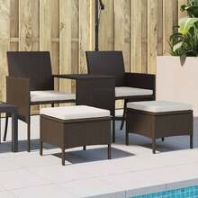 vidaXL Garden Sofa 2-Seater With Table And Stools Brown Poly Rattan - Yellow - View 1