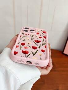 A Tulip Print Phone Case Design With A Sweet And Girlish Style Anti Drop Protective Case Suitable For IPhone 13/16/17/15/14/13/12/11 Compatible With Samsung Series - Multicolor - View 5