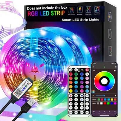 1 件 3.28 英尺 - 65.6 英尺智能 RGB LED 灯带，变色音乐同步 LED 灯带，带 44 键遥控器和应用程序控制，可调光，适用于卧室、客厅、电视背光、厨房、酒吧、游戏室、情人节和派对装饰