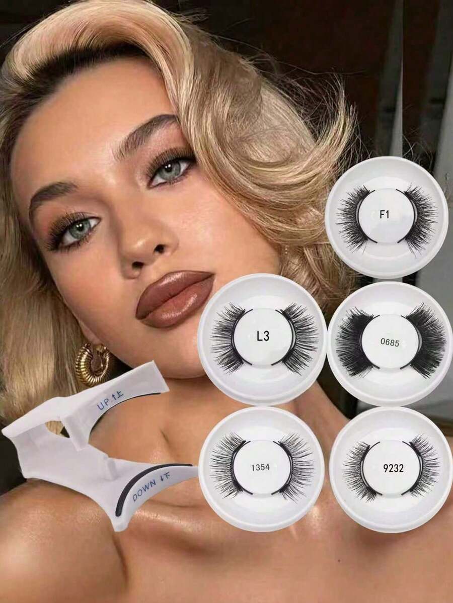 5-Box Set Magnetic Eyelash Set With 1 Applicator – No Glue Needed, Reusable False Eyelash Extensions, Natural Look, Multiple Styles, Easy To Apply, Perfect For All Occasions | Lash Extension Kit - Multicolor - View 1