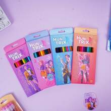 12pcs/1 Boxes Girl Group Colored Pencil Set, High-Quality Ins Kpop Merchandise Stationery, Drawing And Coloring Pencils[Style Sent At Random] - A - View 4