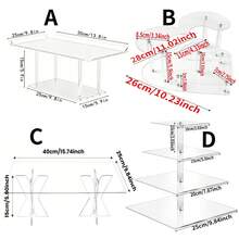 1pc 4-Tier Cupcake Stand, Foldable Cupcake Stand, Heart-Shaped Cupcake Stand, Acrylic Cupcake Stand, Suitable For Party, Wedding, Birthday Dessert Display - Clear - View 5