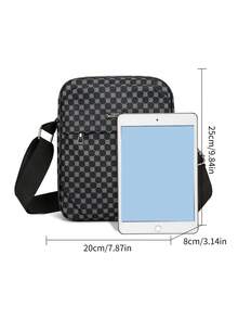 TIANDINGYU Fashion Men's Sling Bag, PU Jacquard Pattern Crossbody Bag, Work Commute Bag, Valentine's Day/Holiday Gift, Large Capacity, Multi-Compartment, With Zipper Pocket, Fits 10-Inch Tablet - Multicolor - View 4