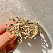 Celestial Double Brooch - Gold Sun And Moon Evening Dress Accessory - A - 查看 5