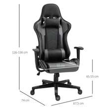 Ergonomischer Bürostuhl Gaming Stuhl Drehstuhl från Konstleder & Schaumstoff Schwarz 67,5x74x126-136cm för bekväma Arbeiten & Games - Svart - Visa 3