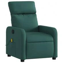 vidaXL Poltrona massaggiante in tessuto verde scuro - Grigio - Visualizzare 3