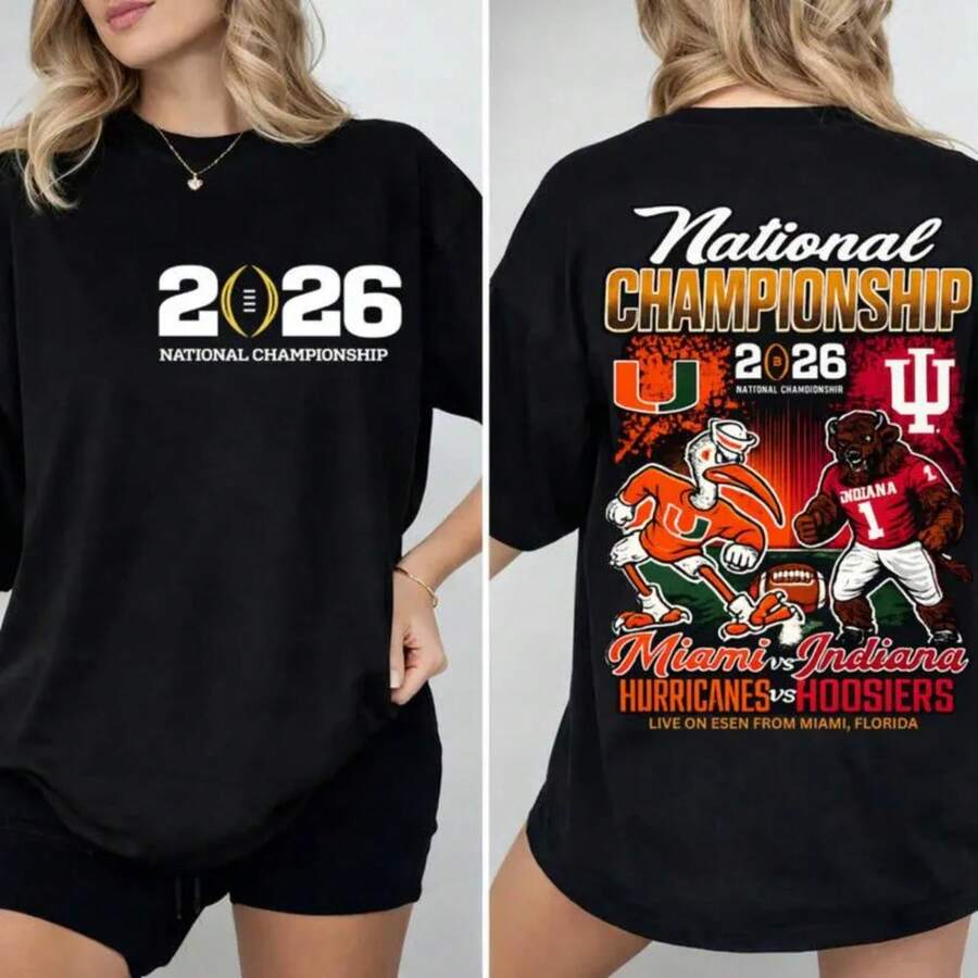 Football Championship Indiana Vs Miami 2 Sided Shirt, College Football Playoff Champs Graphic Tee, Big Ten Sweatshirt - 黑色 - 查看 1