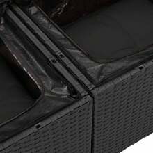 vidaXL 12-teiliges Garten-Sofa-Set mit Kissen, Schwarz Poly-Rattan - Schwarz - Übersicht 9