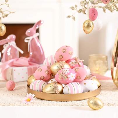 12 quả trứng Phục Sinh bằng nhựa nhiều màu sắc để trang trí | Chất liệu nhựa, nhẹ và chống va đập, bao gồm màu xanh dương, hồng và các sự kết hợp màu sắc khác | Thích hợp để trang trí cành cây Phục Sinh, treo trên cửa ra vào và cửa sổ, trang trí tiệc mùa xuân, trang trí ngày lễ Phục Sinh và tạo không khí lễ hội.