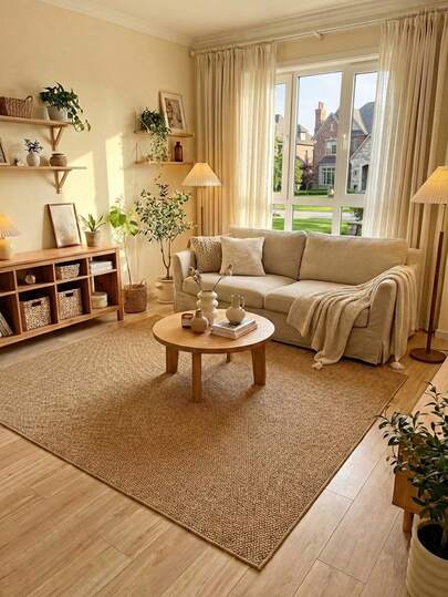 Camel Living Room Rug Faux Sisal Area Rug, Ideal For Hardwood Floors In Entryways, Laundry Rooms, Hallway, Bedroom, Kitchen, Living Room, And Dining Room, Stylish Large Floor Mat - Indoor All-Season Home Decor, Door Mat, Machine Washable & Non-Slip, Perfect For Home Use As A Hallway Rug, Rugs For Bedroom, Kitchen Rugs, Bedside Rugs, Rugs For Living Room, House Decor, Kitchen Decor, Living Room Decor