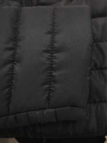 男士长袖棉质加厚冬装外套，纯色立领休闲摩托车外套，轻便保暖，户外休闲旅行上衣，适合秋冬季穿着 - 黑色 - 查看 9