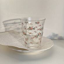 1 件 280ml 耐热粉红玫瑰图案玻璃杯，法式马克杯，可微波炉加热，适合在家喝牛奶、咖啡、茶，优雅清爽的玻璃杯 - 粉紅色玫瑰 - 查看 9