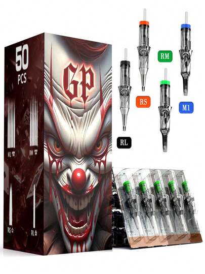 Gold Plume 50pcs Pack Professional Disposable Tattoo Needles - Stainless Cartridge Needles With Single-Use Needles For Tattoo Machines, Ideal For Tattoo Artists & For Those New To Tattooing (Beginners & Pros)