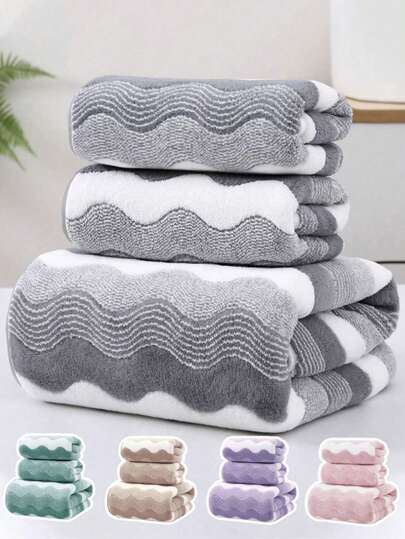1/2pcs Coral Fleece Bath Towel, Super Soft & Absorbent, Extra Large Size, Quick Dry, Can Be Used As Sauna Towel, High Quality, Lightweight & Portable, Ideal Gift For Valentine's Day, Towel Size: 34cm*75cm, Bath Towel Size: 70cm*140cm Bathroom Decor