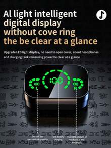 Auriculares inalámbricos con control táctil, pantalla digital, larga duración de la batería y micrófono - Negro - Ver 5