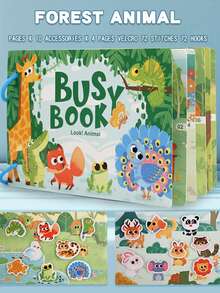 3D Animal Sticker Interactive Toys, Interactive Busy Book, Reusable, Animal Themed Sticker Shapes, Children's Cognitive 3D Stickers, Parent-Child Interactive Sticker Toys - Multicolor - View 1