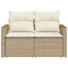 vidaXL 2-Sitzer Garten-Sofa Mit Kissen, Beige Polyratten - Beis - Ver 4