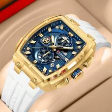 Reloj de pulsera de lujo para hombres CURREN con cronógrafo de cuarzo, resistente al agua, correa de silicona, luminoso y fecha automática - Multicolor - Ver 13