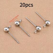 20颗不锈钢球形耳钉，金色圆珠耳环带吊坠，DIY耳环配件首饰制作材料 - 不銹鋼圓珠耳環 - 查看 10