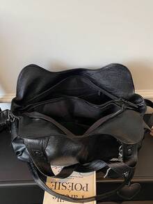 This Is A Stylish And Versatile Shoulder Bag. It Has A Large Capacity, A Solid Color Design, And Is Made Of Vintage PU Material. A Perfect Choice For Going To Work, With An Ape - Apricot - View 9