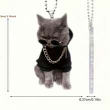 1-Piece Cool Car Hanging Ornament - Street Fashion Cat Design, Multi-Functional Pet-Themed Accessory | Christmas Gift/Exquisite Keychain/Car Hanging Decoration - 1pc - View 2