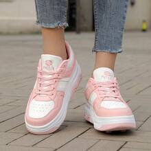 新款六轮可拆卸溜冰鞋,高品质,轮子稳固,适合学生和通勤,热门款式 - 粉色 - 查看 4