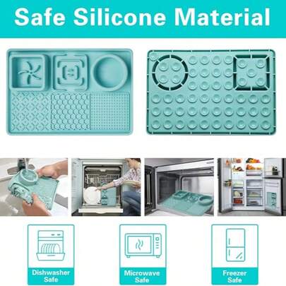 1pc Lick Mat For Dogs, Dog Cat Licking Pad Mats For Butter Yogurt Peanut Frozen Food, Dog Slow Feeder Puzzle Bowl, Silicone Anti-Slip Pets Treats Feeding Mat For Large Dog/Puppy,(Green, 11.9"X7.9")