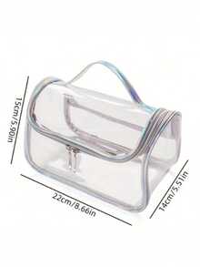 Large Capacity Waterproof Makeup Bag With Zipper & Handle - Clear, PVC Travel Toiletry Organizer, Mini Pouch Travel Small Makeup Case Accessories Make Up Holder Brush Bag Make Up Container Cosmetic Bag Travel Essentials Ladies Accessories Travelling Stuff Makeup Bags Makeup Pouch Make Up Pouch - 彩色 - 查看 7
