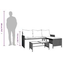 vidaXL L-Förmiges Gartensorfa Mit Tisch Und Kissen, Beige Polyratten - Beige - Visualizzare 11
