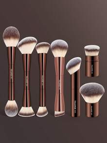 MAANGE 20/21/22/28 piezas Juego de brochas de maquillaje, que incluye 20/24 piezas de brochas de maquillaje profesionales con tubo de aluminio + esponja de maquillaje + caja de almacenamiento, que contiene brocha para rubor, brocha para polvo, brocha para sombra de ojos, brocha para corrector, brocha para iluminador, brocha para contorno, brocha para cejas, brocha difuminadora, brocha para base, juego de herramientas de maquillaje, accesorios de maquillaje como regalo para mujeres y niñas - Marrón - Ver 6