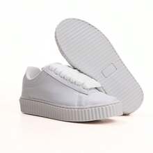 Tenis Feminino Liso Camurca Resistente Versatil e Leve Com Sola Antiderrapante Para o Dia a Dia - Branco - Visão 1