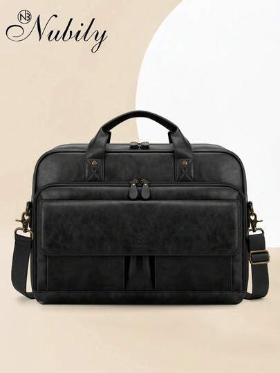 PU Leather Messenger Bag For Men: 15.6 Inch Vintage Briefcase, Lightweight Business Satchel With Multiple Pockets For Office, Work & Commute