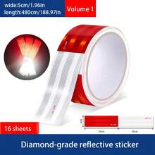 1pc High Visibility Reflective Safety Tape, DOT-C2 Compliant, Waterproof Self-Adhesive Red And White Striped Tape, Suitable For Vehicle Use - A - View 3