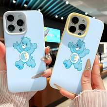 Bonita funda de teléfono con dibujos de oso azul compatible con  17,  16 Pro Max,  15 Pro Max,  13 y  12. Fabricada en material TPU, bordes rectos clásicos, estilo premium que brinda protección contra golpes y caídas. Un gran regalo para familiares, amigos, seres queridos, novios/novias y aniversarios. - Azul - Ver 4