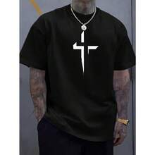 Camiseta de cuello redondo manga corta para hombre, estampado minimalista geométrico, confección ergonómica ajuste cómodo, versátil para uso diario casual salidas informales reuniones amigos actividades diarias, ligera transpirable corte moderno silueta slim, ideal para temporada primavera verano, combinable con jeans shorts pantalones chinos, diseño sencillo elegante duradero práctico - negro - Ver 11