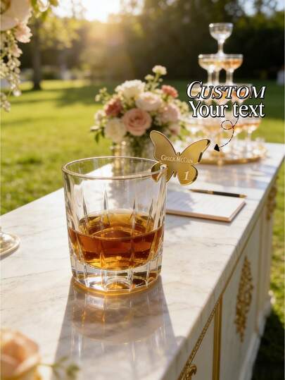 3/5/10Pcs Butterfly Mirrored Acrylic Drink Tags – Laser Cut Butterfly Cup Tags For Wedding & Party, Assigned Seating Drink Markers, Elegant Wedding Table Decor, "Take A Shot" Party Favors
