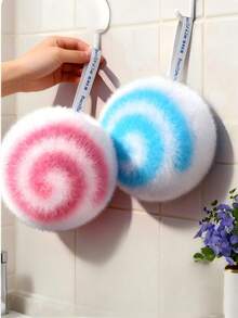 1pc Spiral Pattern Hanging Cleaning Ball, Easy To Dry Bathroom Cleaning Tool, Highly Useful Desktop & Crevice Cleaner - A - View 3