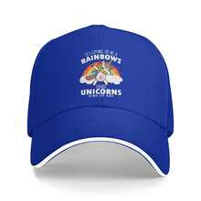 "Rainbows & Unicorns Printed Baseball Cap For Women - Durable, Stylish, And Perfect For Sports Or Gifting! High-Quality Print That Lasts. A Must-Have Fashion Accessory!" - Màu xanh lam - Xem 2