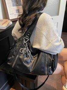 This Is A Stylish And Versatile Shoulder Bag. It Has A Large Capacity, A Solid Color Design, And Is Made Of Vintage PU Material. A Perfect Choice For Going To Work, With An Ape - Apricot - View 8