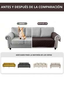 Cubre Sala 3 Piezas Doble Vista Protector Antiacaros - Marrón - Ver 5