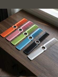 1pc Rotatable Hairdressing Comb, Dual-Sided Wide & Fine Teeth, 360° Bearing Swivel, Pressure Relief Ring, Anti-Static Smooth Hair Brush For Hairstylists - Multicolor - View 3