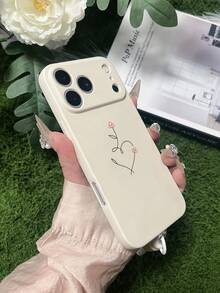 1 chiếc ốp lưng điện thoại TPU màu be đục lỗ, họa tiết trái tim mờ, kèm dây đeo bện màu be, tương thích với iPhone 15/15pro/15plus/15promax/16/16PRO/16plus/16promax - Nhiều màu - Xem 2