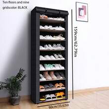 6-10 Tier Shoe Rack With Dust Cover, Space-Saving Shoe Cabinet, Multi-Layer Shoe Storage Organizer Suitable For Entryway, Bedroom, Closet And Dorm - Multicolor - View 15