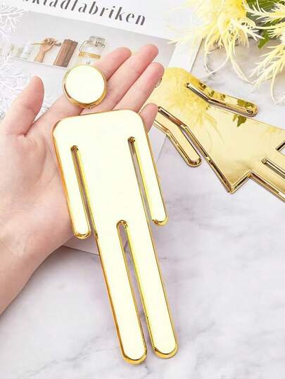 Set de 2 letreros indicadores de género para baño, de material ABS en color dorado/plateado/negro, de estilo minimalista moderno para uso doméstico/comercial, adecuado para decoración de entrada de WC, placas de puerta de género Hombre/Mujer, accesorios de decoración de pared