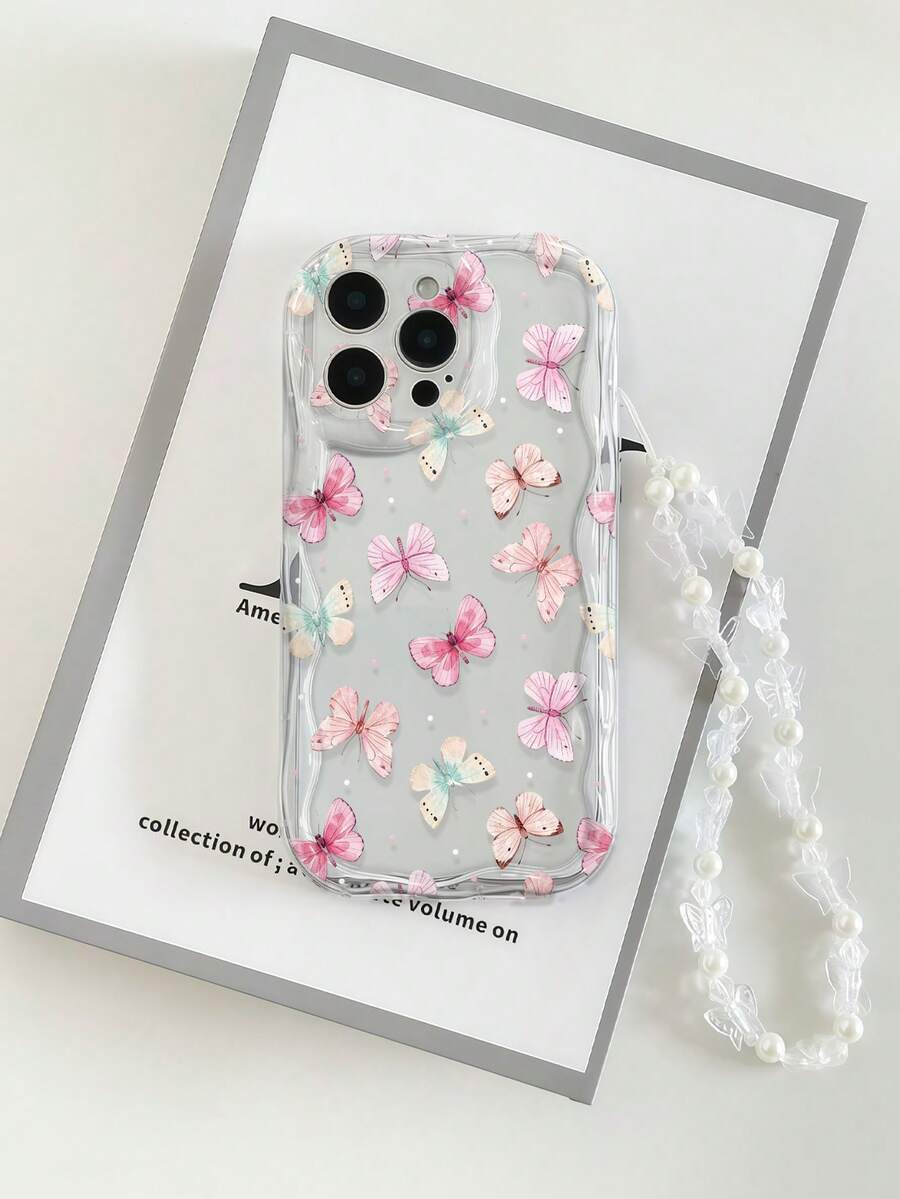 Cream Texture Transparent Gloss Paint + Chain Anti-Drop Phone Case Compatible With Iphone XR/7/8, 17/17 Pro/17 Pro Max/17 Air, 16/16 Pro/16 Plus/16 Pro Max, 15 Pro Max, 13, 14, Soft Case Compatible With Iphone 11, P12, XS, Cream Wave Edge Gloss New Painting TPU Anti-Drop Soft Case For Galaxy S24, Galaxy S24+, Galaxy S24 Ultra, Galaxy S22, Galaxy A13 4G, Galaxy A52, A52s 5G, Galaxy A23, Galaxy A35, Galaxy A25, Galaxy A73, Note 11/11 Lite - Multicolor - View 1