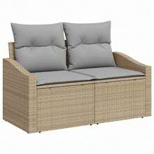 vidaXL 123 X 62 X 69 Cm Poly-Rattan Garten-Sofa Mit Kissen - Beige - Übersicht 1