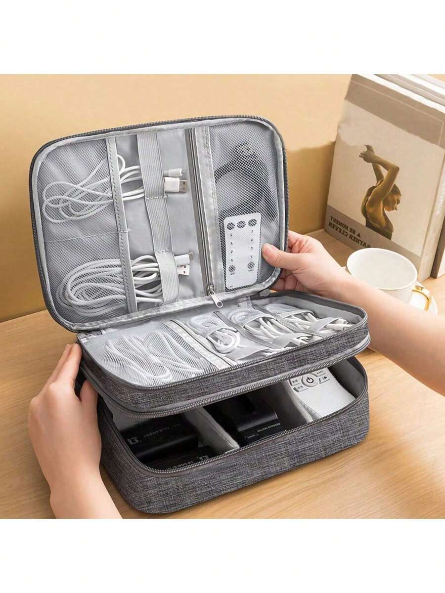 Túi đựng phụ kiện kỹ thuật số du lịch nhiều lớp; Túi đựng tai nghe, máy ảnh, cáp dữ liệu; Túi đựng điện thoại, máy tính xách tay, hộp đựng kỹ thuật số, hộp đựng sạc, đồ dùng văn phòng, túi đựng kỹ thuật số, túi đựng cáp, túi đựng máy ảnh, hộp đựng cáp dữ liệu điện tử, hộp đựng pin dự phòng, ví, túi đựng máy ảnh du lịch, phụ nữ, nam giới, trẻ em, quà tặng Giáng sinh, đồ dùng thiết yếu cho giáo viên, chống thấm nước, trọng lượng nhẹ, dung tích lớn, phụ kiện di động