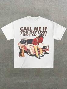Call Me If You Get Lost Graphic Casual Soft Short Sleeve Pure Cotton 180gsm T - Shirt - trắng - Xem 1